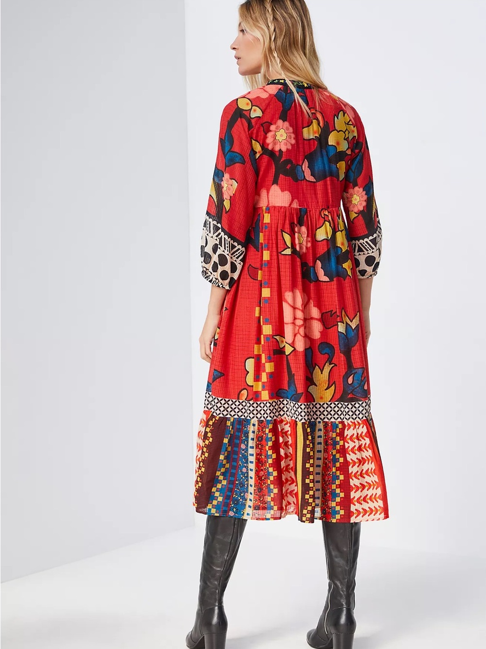 NWT Anthropologie Verb Cayenne Maxi Dress Floral Abstract Geometric Patchwork 8 - Picture 2 of 4